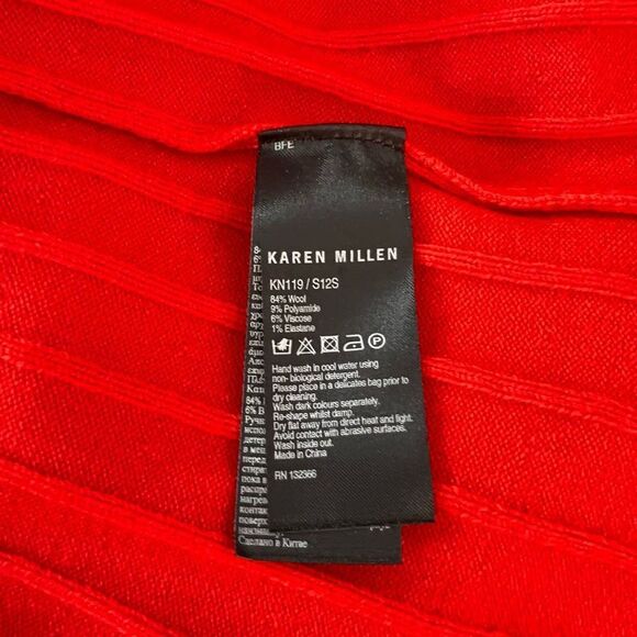 Karen Millen orange wool blend belted short sleeve knit dress size 2 - Picture 8 of 10